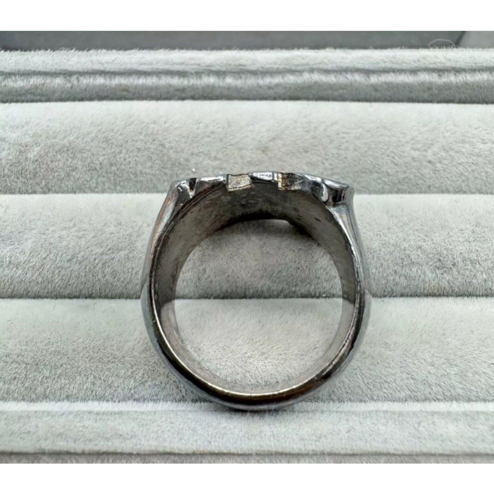 CHANEL Vintage 20th Century Silver Ring Size 6.5 with Enamel Logo Design & COA - Picture 5 of 11